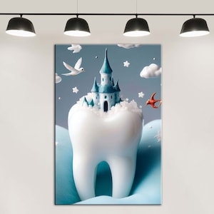 Tooth For Child Canvas Art, Childish Abstract Tooth Dentist Art, Teeth, Tooth, Dentistry, Dental Canvas Wall ART, Child Tooth  Canvas ART