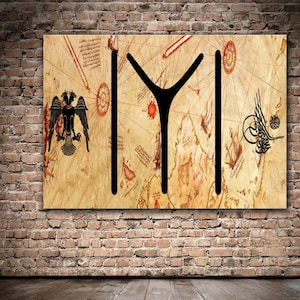 Seljuks Ottomans Kayı Wall Art , Seljuks, Turks, Ottomans Canvas Wall Art, Turkish Color