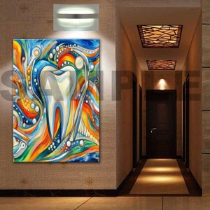 Sophisticated Background With Dentist Tool Canvas Wall ART, Abstract Molar Tooth Canvas Wall ART,Dental Art,Tooth , Dental Clinic