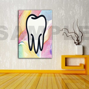 Abstract Molar Tooth Canvas Wall ART,Dental Art, Molar Tooth and Implant Tooth, Dentist, Dental Clinic, Dentistry Canvas Wall Art