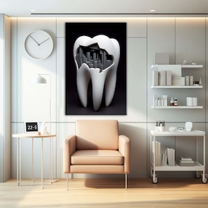 City With Tower Inside Tooth Abstract Dentist Art,Teeth, Tooth,Dentistry,Dental Canvas Wall  Art, Tooth Canvas ART, Special Design Tooth Art
