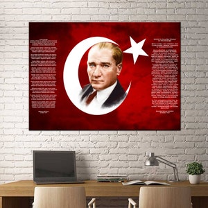 Ay Yıldız Atatürk,İstiklal Marşı, Gençliğe Hitabe Leinwand Wandkunst, Atatürk, Çanakkale, Mustafa Kemal Paşa, Türkiye Leinwand Wandkunst