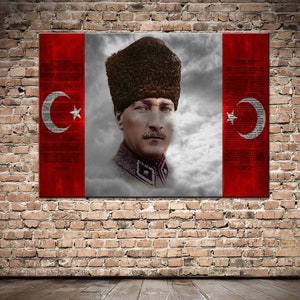 Atatürk Wall Art,İstiklal Marşı, Gençliğe Hitabe Canvas Wall Art, Atatürk, Çanakkale, Mustafa Kemal Paşa, Türkiye Canvas Wall Art