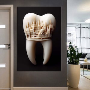 City Inside Tooth Abstract Dentist Art, Teeth, Tooth,Dentistry,Dental Canvas Wall  Art, Tooth Canvas ART, Abstract Special Design Tooth Art