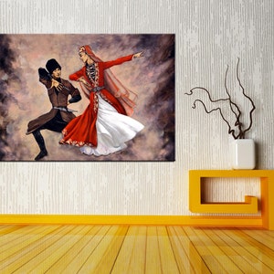 Traditional Dancer Canvas WALL Art, Caucasian Dancer Canvas Wall Art, Circassian Warrior, Circassian Dancers , Imam Shamil Canvas Wall Art