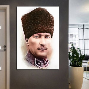 Atatürk Portre Canvas Wall Art, Mustafa Kemal Paşa, Türkiye Canvas Wall Art