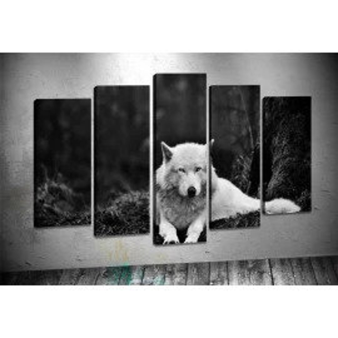 WOLF Canvas Wall Art, White Wolf Canvas Wall Art, Turkish Canvas Wall