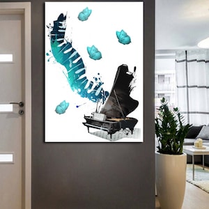 Decorative Piano CANVAS Wall Art, Music Room, Musician, Music, Grand Piano, Pianist Canvas Wall Art