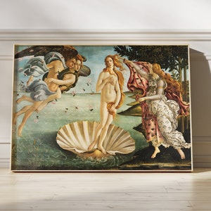 Póster de El nacimiento de Venus de Botticelli, famosa impresión de pintura al óleo, arte mural de galería, arte clásico de paisajes populares, regalo de obra de arte renacentista
