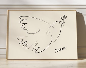 Picasso Dove of Peace Print, Minimalist Abstract Wall Art Poster, Elegant Design, Stylish Decor
