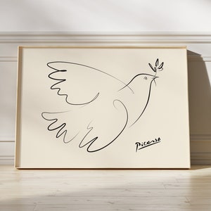 Pablo Picasso The Dove of Peace Print, Clean Fine Art Poster, Modern Contemporary Art Minimalist, Abstract Art, Dove Illustration, Art Gift