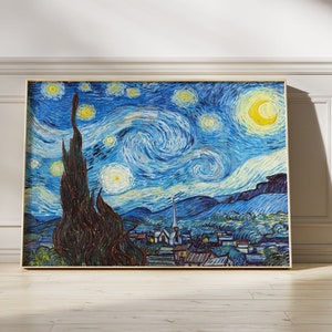 Vincent van Gogh Sternennacht Poster, beliebte Malerei Druck, Kunstwerk in Galeriequalität, berühmte Landschaft, Geschenk für Kunstliebhaber, Hauswand Art Deco