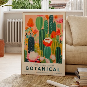 Botanisches Kaktus Poster, Mexikanische Natürliche Kakteen Druck, Natur inspiriertes Kunstwerk, Buntes Blumendekor, Moderne Zeitgenössische Kunst, Geschenk für Sie