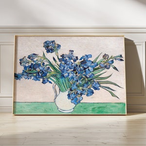 Póster de lirios de Van Gogh, impresión de impresionismo floral, arte de bodegón con flores, arte de pared para cocina, artista famoso, obra de arte de galería, regalo para ella