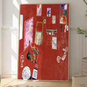 Póster de Henri Matisse, El estudio rojo, lámina artística vintage para pared de galería, obra de arte original, artista famoso.