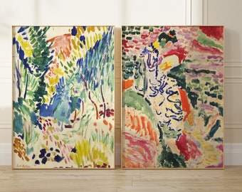 Set Of 2 Henri Matisse Prints, Impressionism Art Poster, Famous Artwork, Abstract Landscape, Modern Wall Poster, Gallery Art Gift For Her