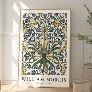 William Morris Honeysuckle Print, Victorian Botanical Wall Art, Floral Poster, Pattern Design, Original Artwork