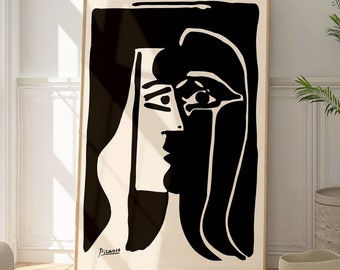 Pablo Picasso The Kiss Print, Modern Abstract Art Poster, Minimalist Home Wall Decor