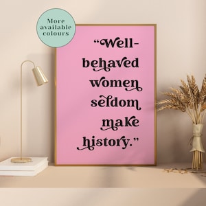 Dobrze Zachowane Kobiety | Inspirujący Cytat | Wydruk Typograficzny | Rzadko Tworzą Historię | Plakat Minimalistyczny | Wydruk Motywacyjny