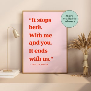 Colleen Hoover Quote Poster | Couples Gift Print | Anniversary Gift | Romantic Quote Print | Personalised Gift