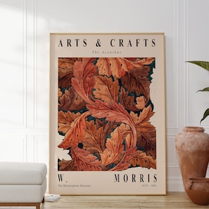 Impresión de William Morris The Acanthus, póster de arte vintage colorido, obra de arte floral en rojo, decoración con diseño de patrones, Art Nouveau, regalo de inauguración de la casa