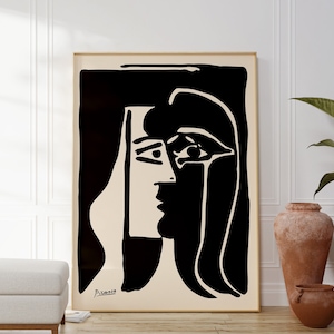 Impressão de beijo de Pablo Picasso, pôster de arte abstrata, pintura moderna e elegante, decoração de galeria contemporânea, arte sofisticada, presente para amantes da arte
