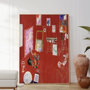 Henri Matisse The Red Studio Art Poster, Home Wall Art Decor, rode interieurafdruk, galeriekunstwerk, vintage elektrische print, cadeau kunstliefhebbers