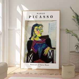 Impresión del retrato de Dora Maar de Pablo Picasso, póster de arte abstracto, arte contemporáneo moderno, obra de arte de pared de galería, regalo para amantes del arte, decoración del hogar