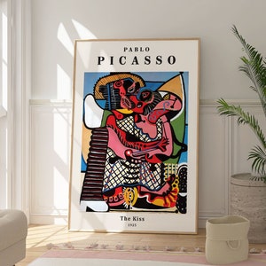 Impresión de El beso de Pablo Picasso, póster de arte abstracto, obra de arte surrealista contemporáneo, impresión de cubismo moderno, decoración de pared de galería, regalo para ella