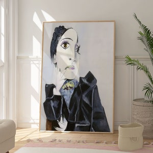Impresión del retrato de Dora Maar de Pablo Picasso, póster de arte abstracto, obra de arte de uñas verdes, regalo para amantes del arte, pintura de galería, decoración de pared contemporánea