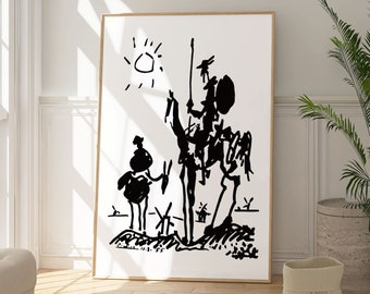 パブロ・ピカソ作「ドン・キホーテ」の版画、白黒抽象画 - Etsy 日本