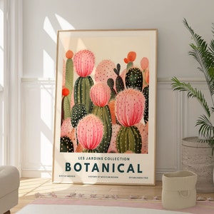 Botanische Kaktus Poster, Les Jardin Sammlung Druck, Rosa Mexikanische Kakteen Kunstwerk, moderne Wand Kunst, Floral Bunt Kunst, Geschenk für Sie