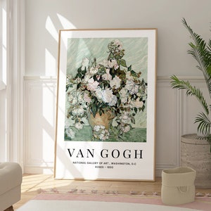 Póster de rosas de Vincent Van Gogh, impresión floral original, artista famoso, obra de arte botánica colorida, regalo de pared de galería para ella, inauguración de la casa