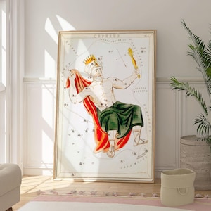 Cepheus Star Map Art Poster, Konstellationswanddruck, himmlische Dekoration, einzigartige Geschenkidee, astrologische Wandkunst, Wohnkultur