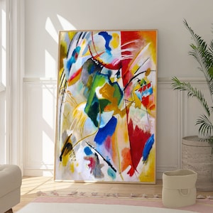 Cuadro de Kandinsky con impresión en el centro verde, arte abstracto colorido, póster moderno y vívido, decoración contemporánea, galería de arte geométrico vibrante