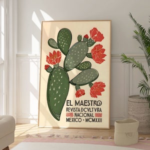 El Maestro Kaktus Poster, Mexikanische Wand Kunst Dekor, Wüsten Kakteen Druck, Botanische Grüne Kunst, Moderne Blumen Illustration, Geschenk für Sie