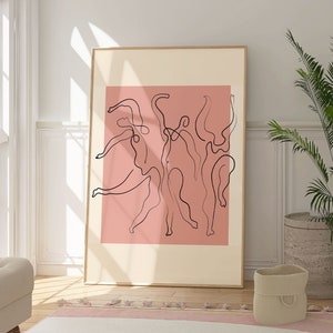 Impresión de Las tres bailarinas de Pablo Picasso, póster de arte abstracto rosa y beige, obra de arte contemporánea, decoración de pared de galería, regalo para amantes del arte
