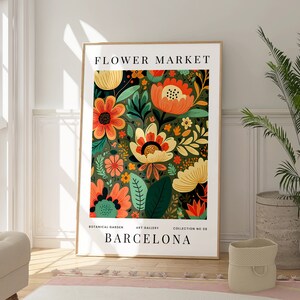 Flower Market Amsterdam Print, Floral Colourful Poster, Modern Botanical Wall Decor, Abstract Artwork, Boho Electric Art, Gift For Her