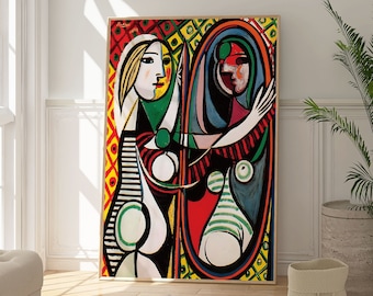 パブロ・ピカソ - 鏡の前の少女 - オリジナルポスター モマ美術館