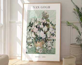 Van Gogh Roses Art Poster, Flower Vase Print, Famous Artist Painting, Botanical Floral Wall Decor, Gallery Art Gift For Her, Home Wall Art