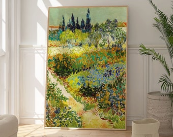 Van Gogh Garden At Arles Art Poster, Natural Green Wall Art, Landscape Print, Modern Art Decor, Living Room Hanging, Bedroom Artwork, Gift