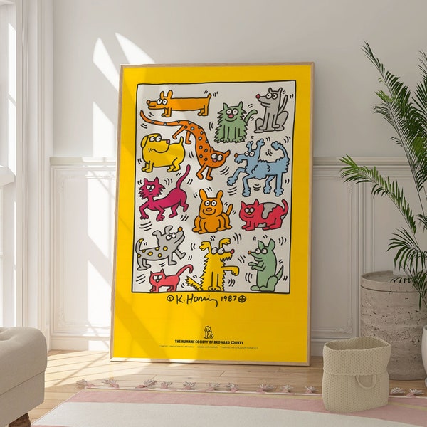 Keith Haring Yellow Prints Etsy