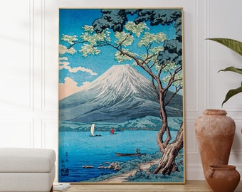 Mount Fuji Japanese Woodblock Print, Katsushika Hokusai Art, Lake