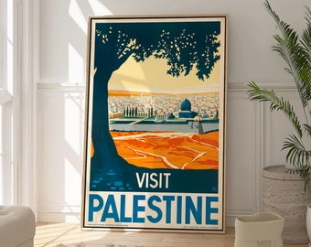 Vintage reisposter Palestina, retro Midden-Oosten kunstprint, ingelijste muurdecoratie