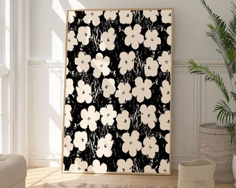 Henri Matisse Flower Pattern Art Print, Black and White Art Poster, Clean Elegant Floral Artwork, Botanical Wallpaper Art, Housewarming Gift