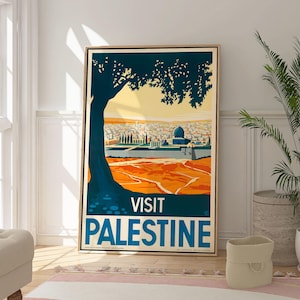 Besuchen Sie Palästina Kunst Poster, Reise-Druck, moderne Palästina Kunstwerk, Reise-Liebhaber Geschenk, Malerische Stadtbild Kunst Dekor, Originales Reise Geschenk