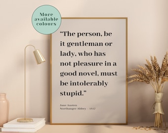 Jane Austen Quote Print, Northanger Abbey, Literary Poster, Book Lover Gift