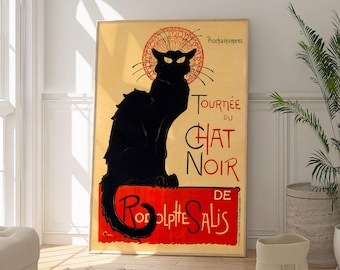 Le Chat Noir Poster, Vintage Black Cat Print, Parisian Cabaret Wall Art