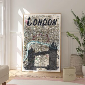 ロンドン地図アートポスター、旅行プリント、地図アートワーク、ロンドンイングランド壁アート装飾、ユニークなギフトアイデア、パーソナライズされたギフト、モダンな装飾