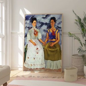 Frida Kahlo Las dos Fridas Obra de arte original, impresión de arte abstracto, póster surrealista, pintura de artista femenina famosa, decoración artística única, regalo
